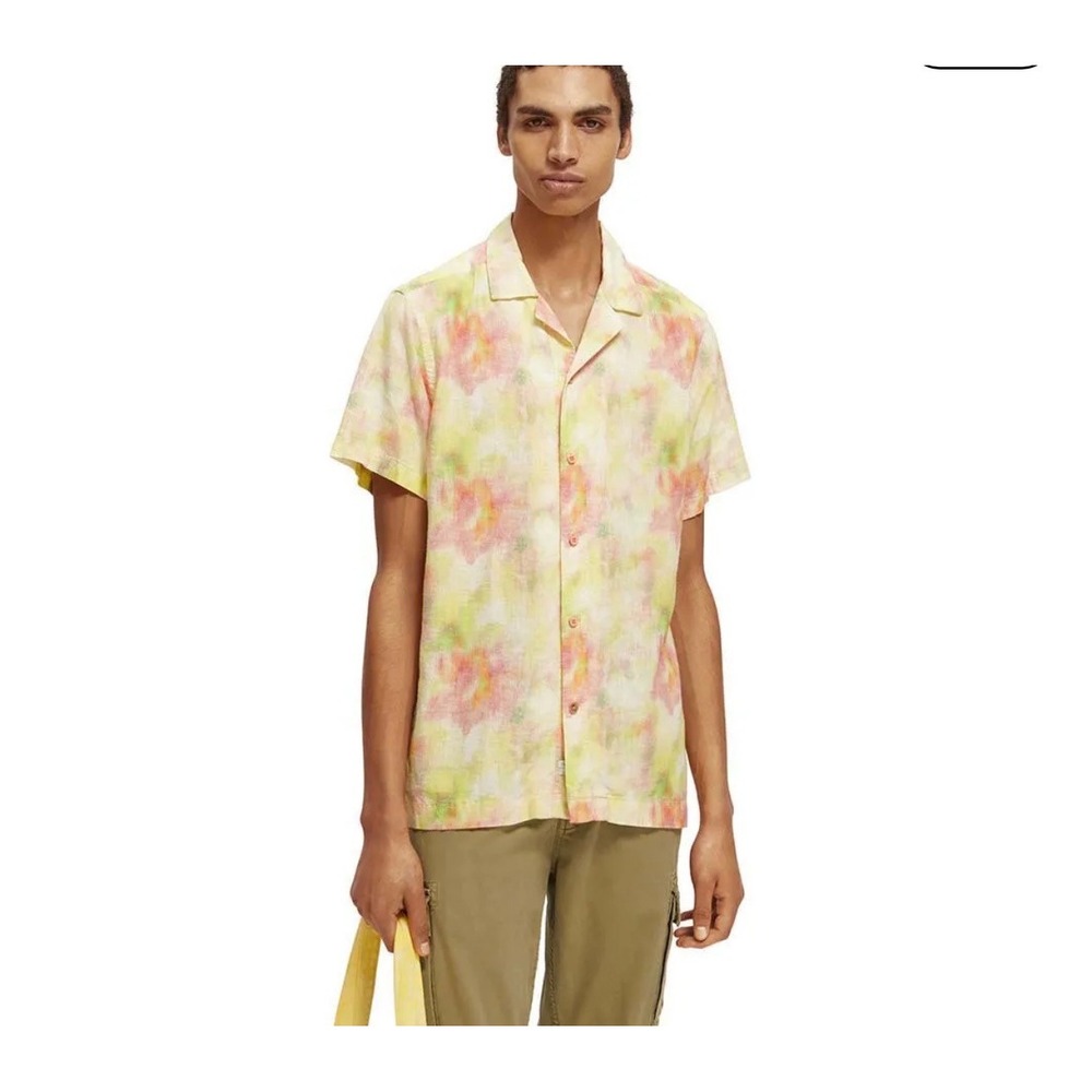 Scotch & Soda Linen Blend Watercolor Abstract Shirt Men's Medium Casual Beach